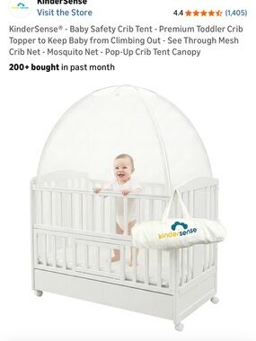 White Pop-Up Crib Tent Canopy - Mesh Mosquito Net